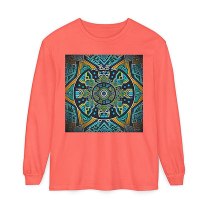 Vibrant Mandala Long Sleeve T-Shirt | Festival Outfit, Casual Wear, Unique Graphic Tee, Gift for Art Lovers, Relaxed Style, Unisex