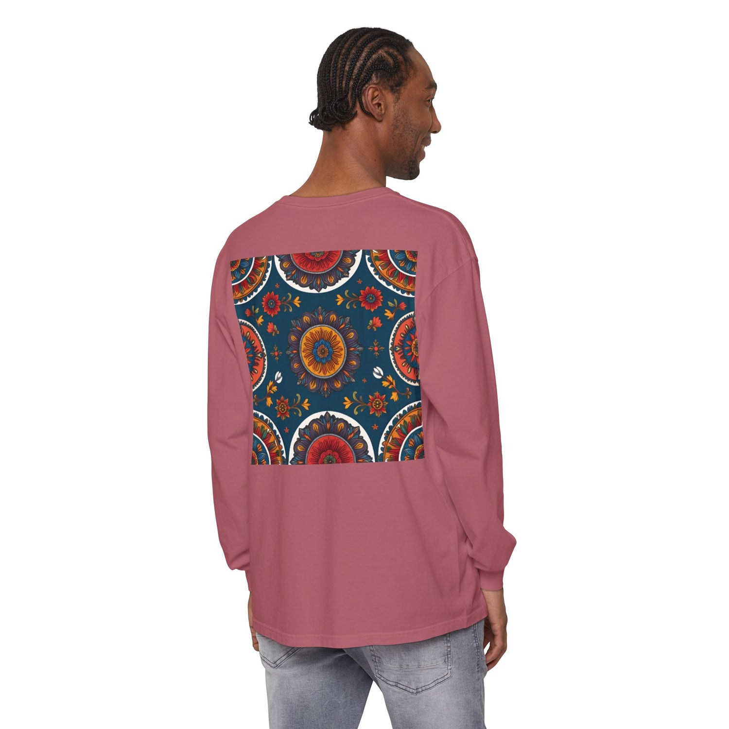Vibrant Mandala Long Sleeve T-Shirt | Festival Outfit, Casual Wear, Unique Graphic Tee, Gift for Art Lovers, Relaxed Style, Unisex
