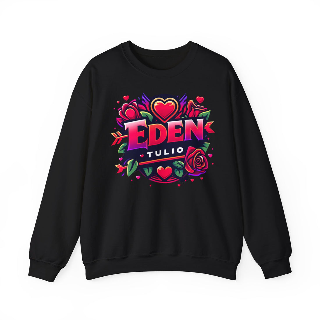 sweat-shirt ras du cou Gildan,LOVE, Eden Tulio  fabriqué en mélange épais de coton et polyester.