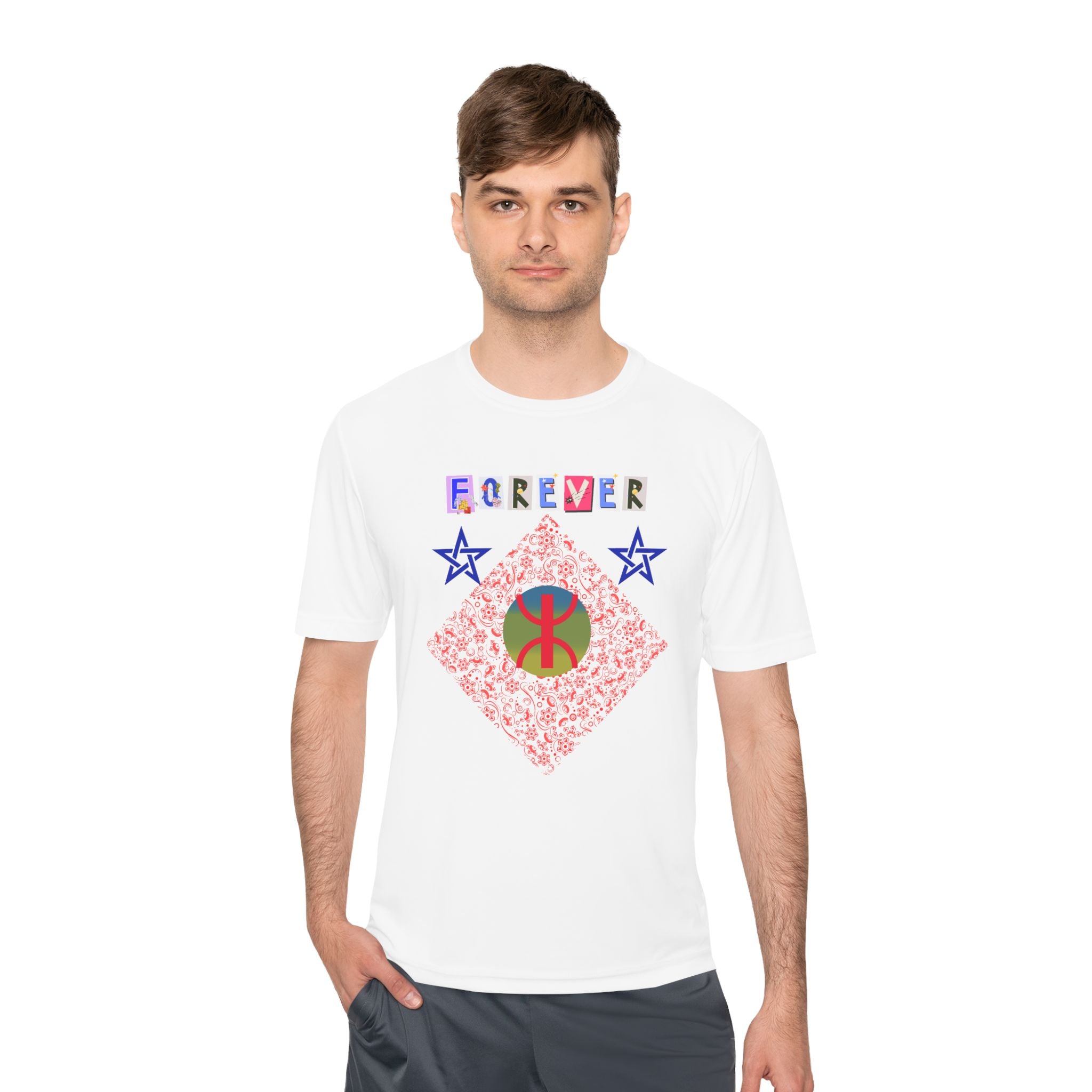 Forever Design Unisex Moisture Wicking Tee, Stylish Activewear, Summer Workout Shirt, Gifts for Fitness Lovers, Casual Comfort Top, Moisture