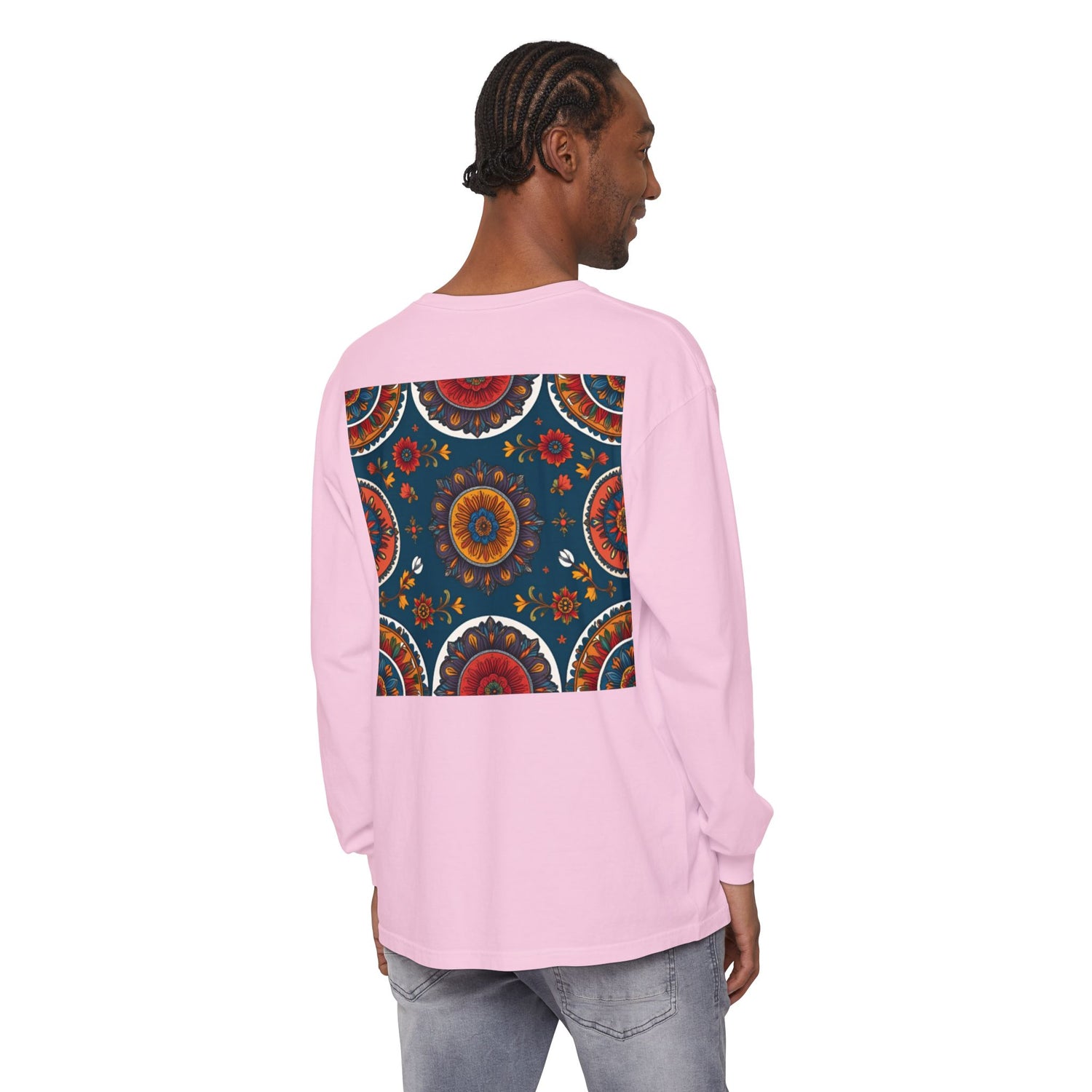 Vibrant Mandala Long Sleeve T-Shirt | Festival Outfit, Casual Wear, Unique Graphic Tee, Gift for Art Lovers, Relaxed Style, Unisex