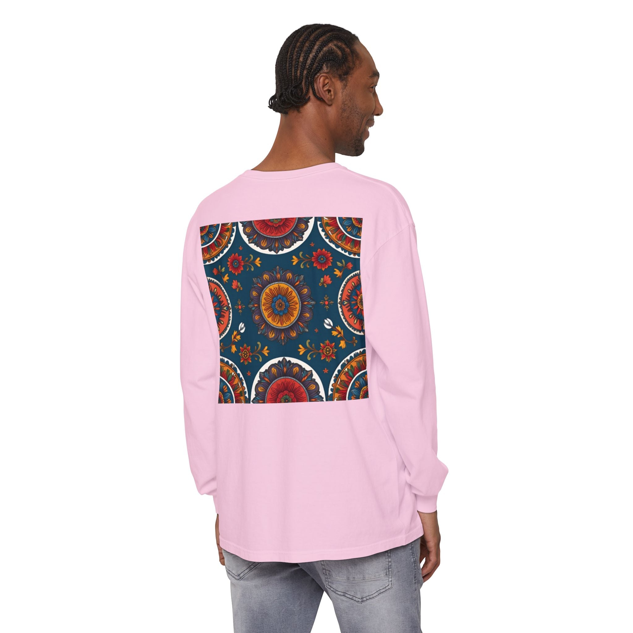 Vibrant Mandala Long Sleeve T-Shirt | Festival Outfit, Casual Wear, Unique Graphic Tee, Gift for Art Lovers, Relaxed Style, Unisex