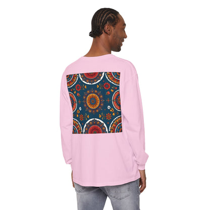 Vibrant Mandala Long Sleeve T-Shirt | Festival Outfit, Casual Wear, Unique Graphic Tee, Gift for Art Lovers, Relaxed Style, Unisex