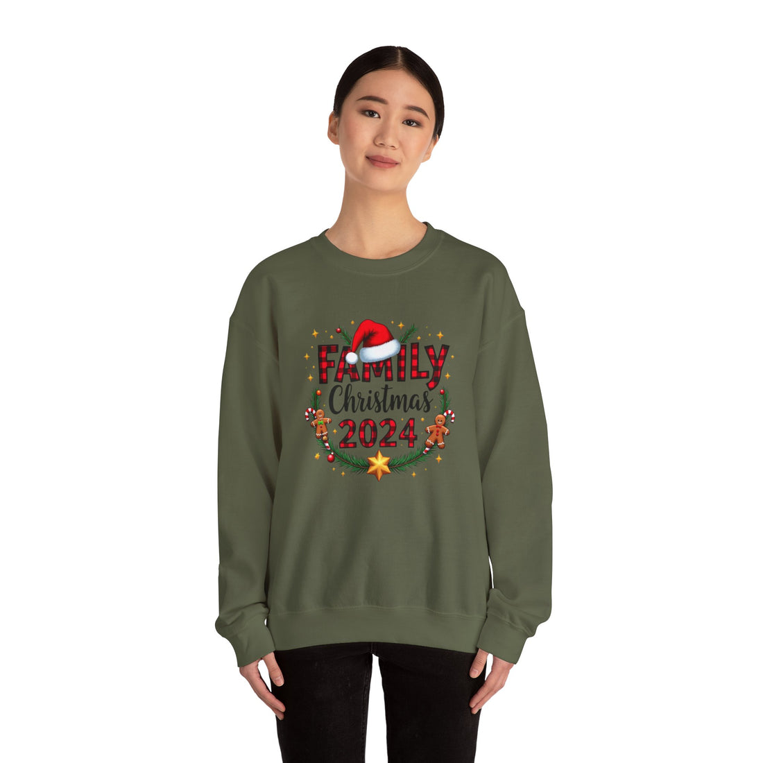 Sweat-shirt Ras du Cou Unisexe Gildan family christmas- Confort Coton/Polyester