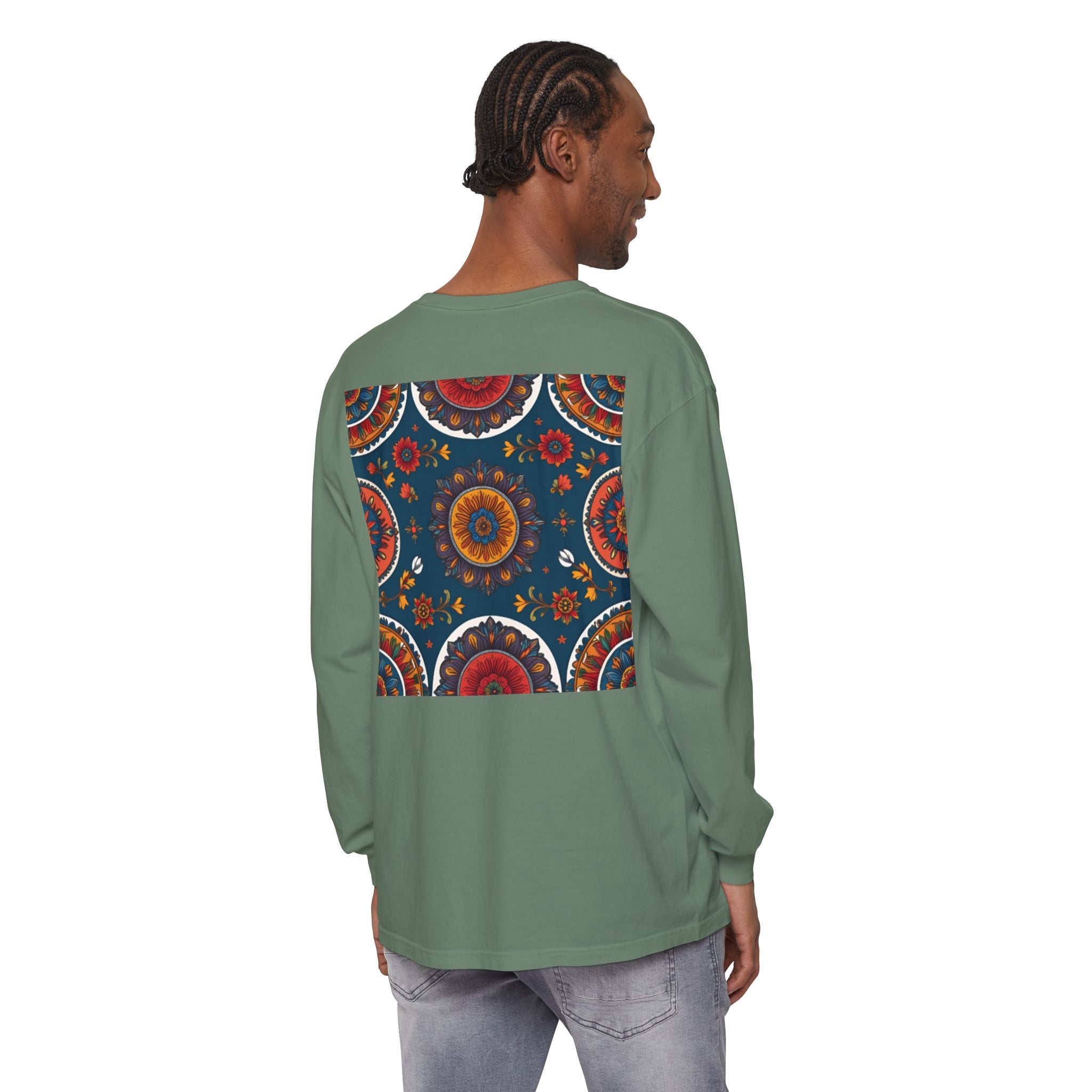 Vibrant Mandala Long Sleeve T-Shirt | Festival Outfit, Casual Wear, Unique Graphic Tee, Gift for Art Lovers, Relaxed Style, Unisex
