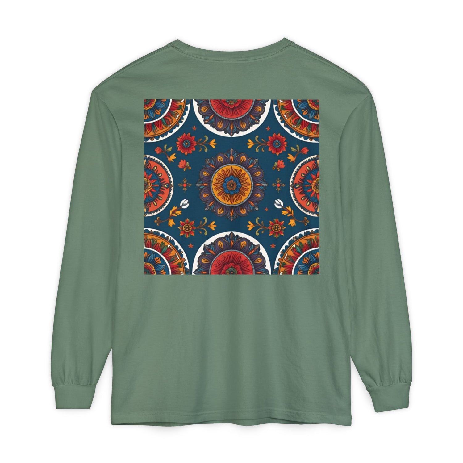 Vibrant Mandala Long Sleeve T-Shirt | Festival Outfit, Casual Wear, Unique Graphic Tee, Gift for Art Lovers, Relaxed Style, Unisex