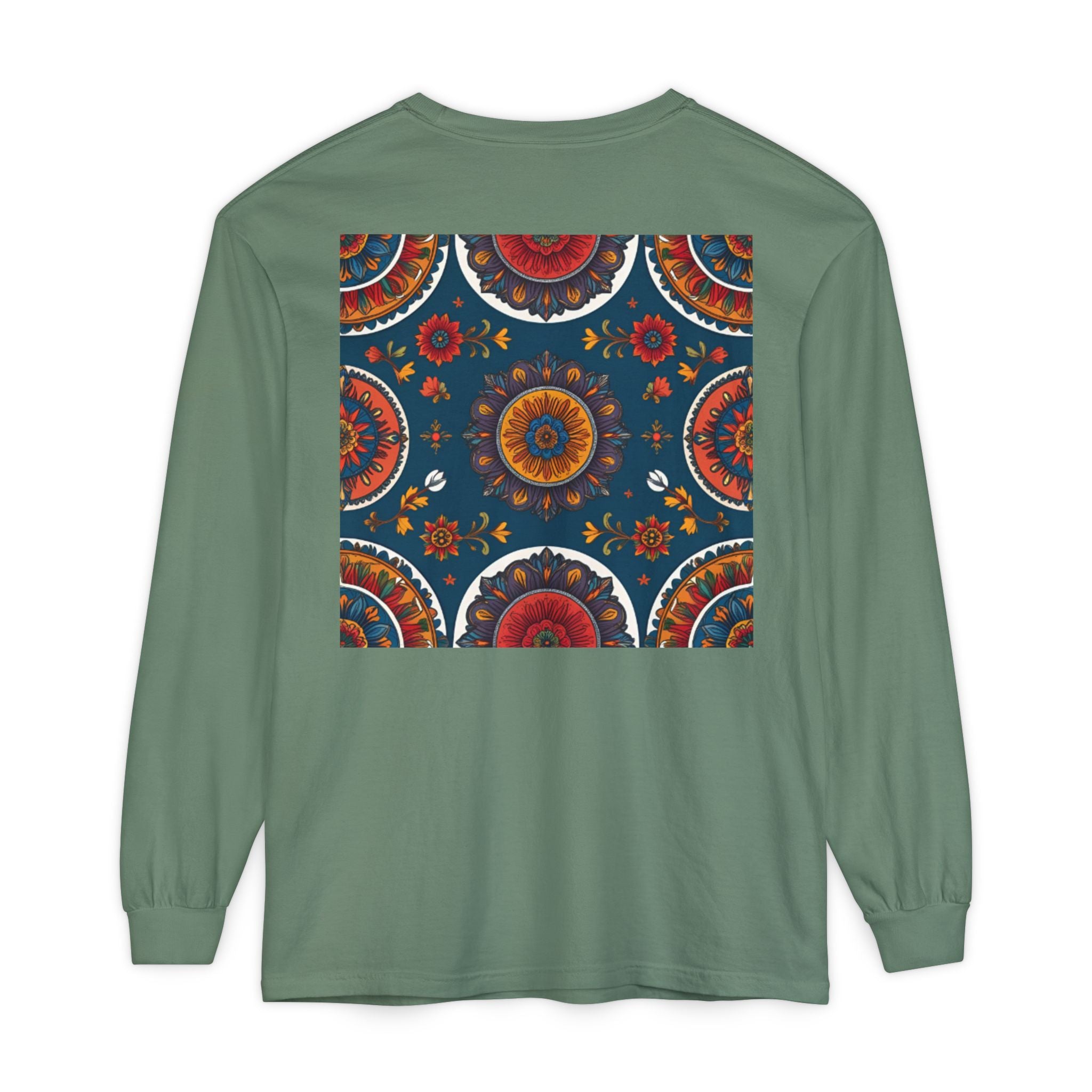 Vibrant Mandala Long Sleeve T-Shirt | Festival Outfit, Casual Wear, Unique Graphic Tee, Gift for Art Lovers, Relaxed Style, Unisex