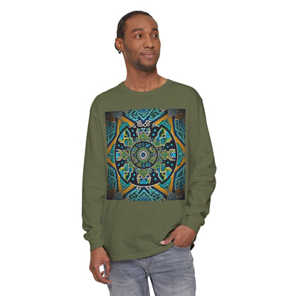Vibrant Mandala Long Sleeve T-Shirt | Festival Outfit, Casual Wear, Unique Graphic Tee, Gift for Art Lovers, Relaxed Style, Unisex