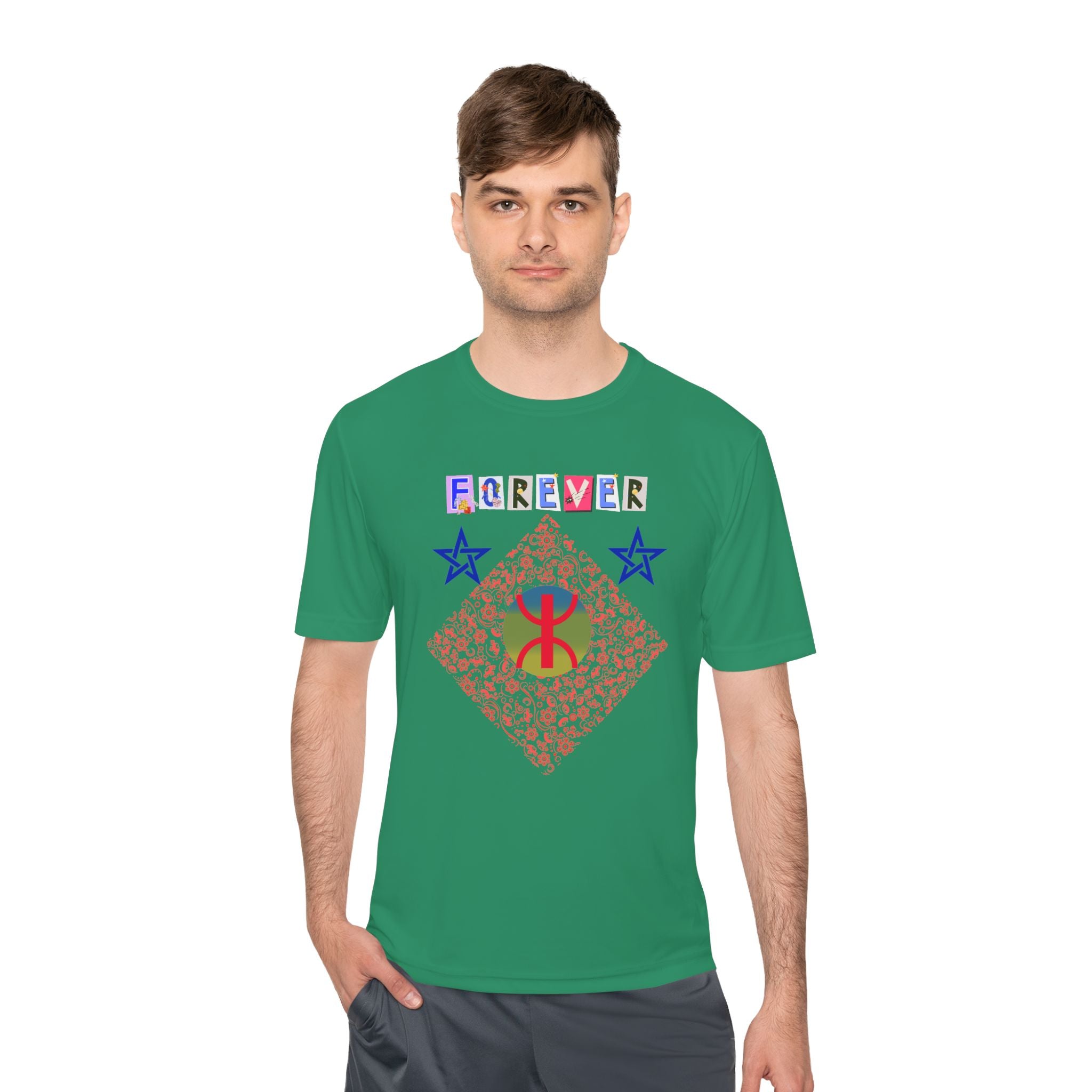 Forever Design Unisex Moisture Wicking Tee, Stylish Activewear, Summer Workout Shirt, Gifts for Fitness Lovers, Casual Comfort Top, Moisture