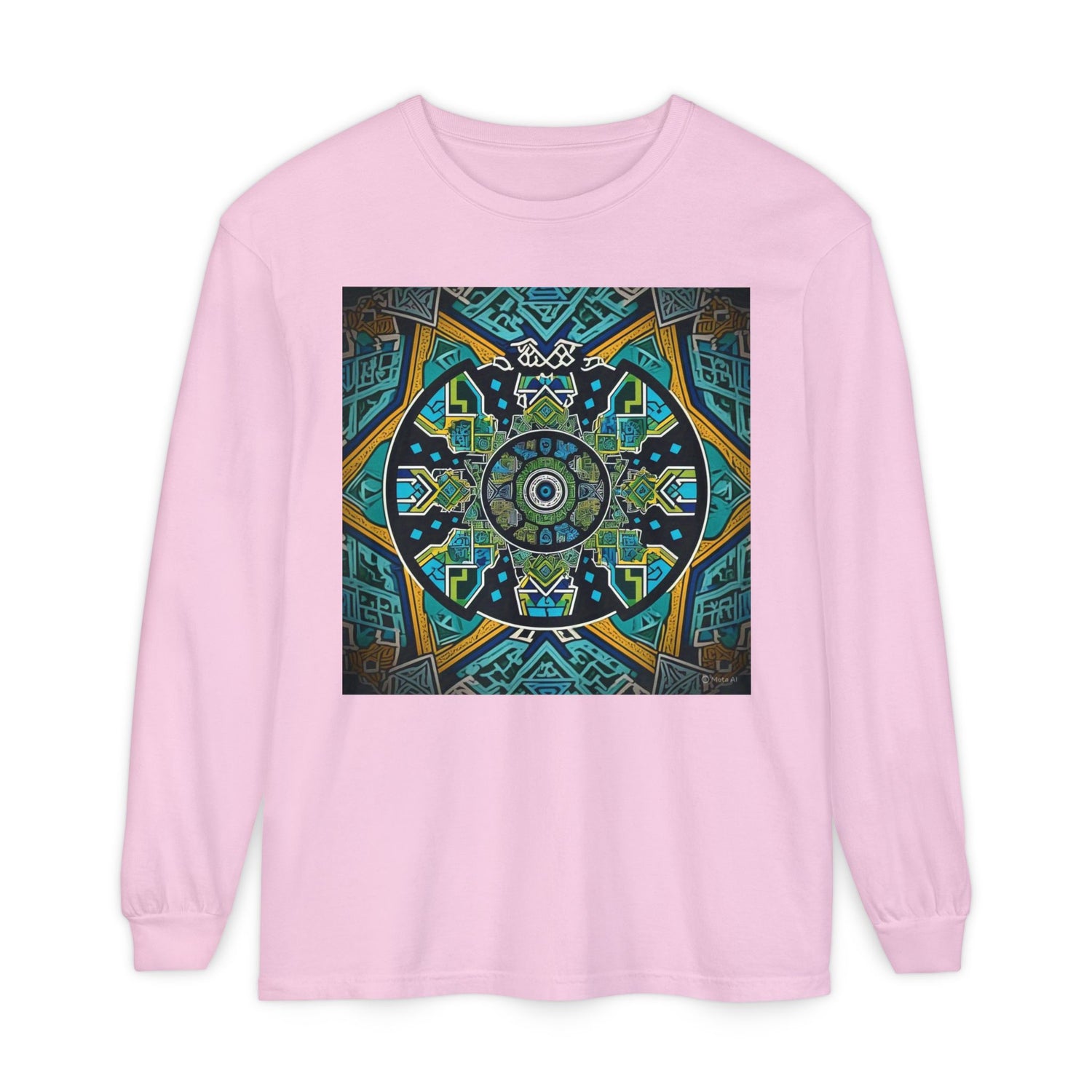 Vibrant Mandala Long Sleeve T-Shirt | Festival Outfit, Casual Wear, Unique Graphic Tee, Gift for Art Lovers, Relaxed Style, Unisex