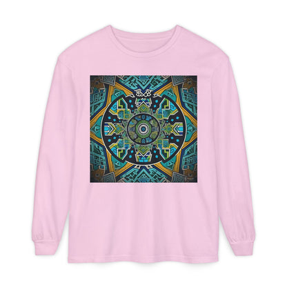 Vibrant Mandala Long Sleeve T-Shirt | Festival Outfit, Casual Wear, Unique Graphic Tee, Gift for Art Lovers, Relaxed Style, Unisex