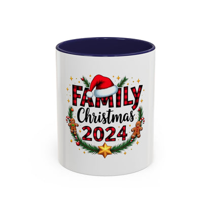 Tasse en Céramique Accentuée family christmas - 11 oz &amp; 15 oz, Poignée Ergonomique, Sans Plomb &amp; BPA