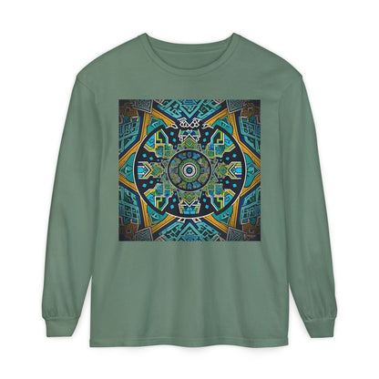 Vibrant Mandala Long Sleeve T-Shirt | Festival Outfit, Casual Wear, Unique Graphic Tee, Gift for Art Lovers, Relaxed Style, Unisex