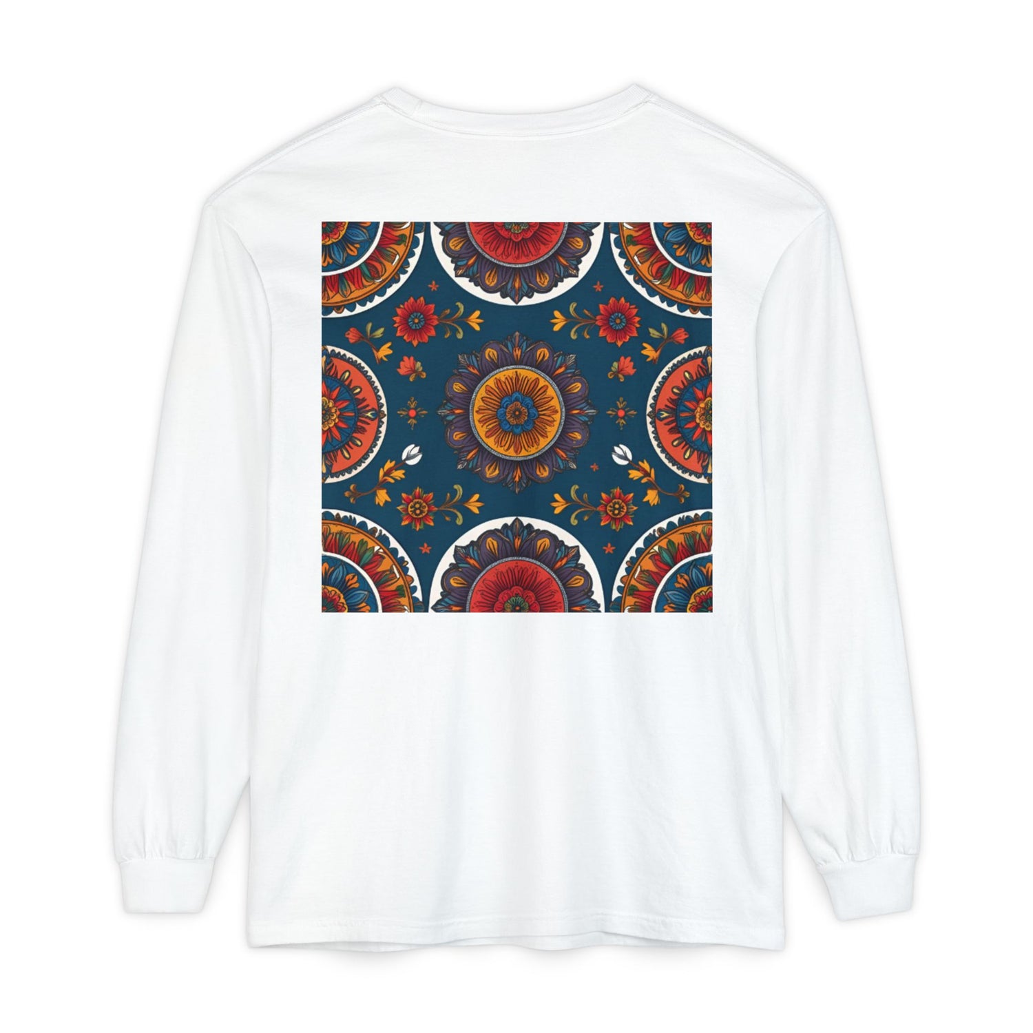 Vibrant Mandala Long Sleeve T-Shirt | Festival Outfit, Casual Wear, Unique Graphic Tee, Gift for Art Lovers, Relaxed Style, Unisex