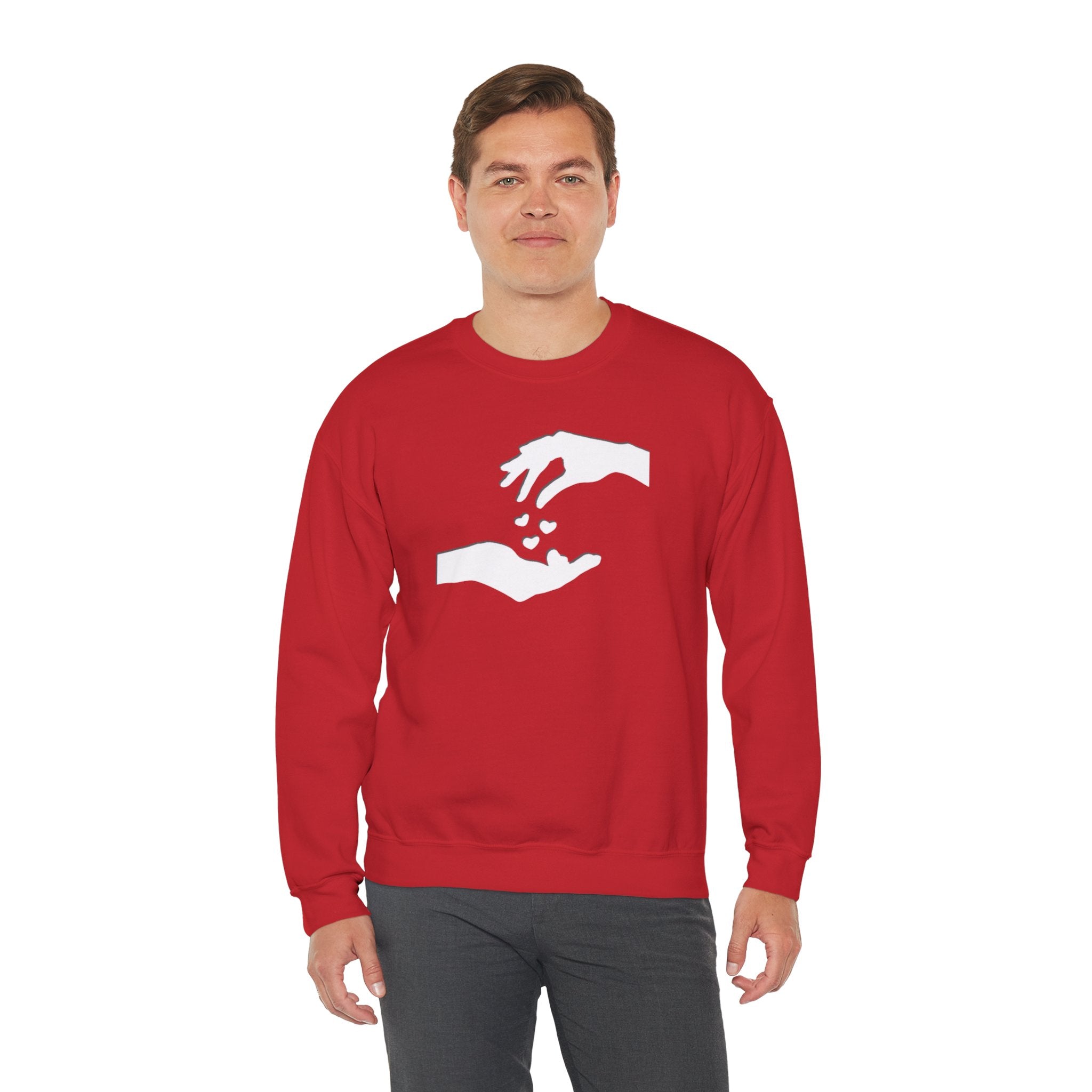 Sweatshirt  Unisexe Confortable  Mélange équilibré de 50% coton et 50% polyester &quot;hands love&quot;