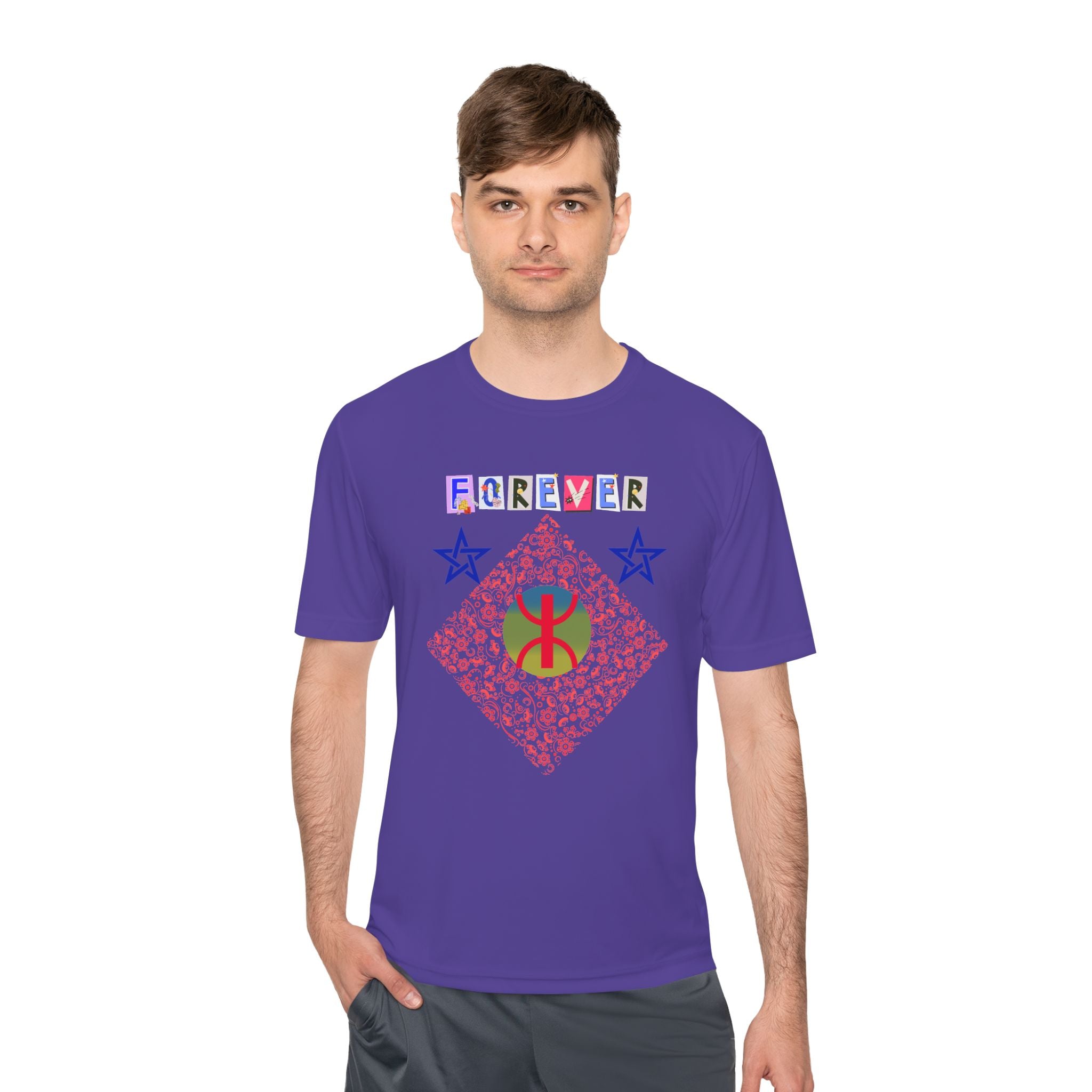 Forever Design Unisex Moisture Wicking Tee, Stylish Activewear, Summer Workout Shirt, Gifts for Fitness Lovers, Casual Comfort Top, Moisture