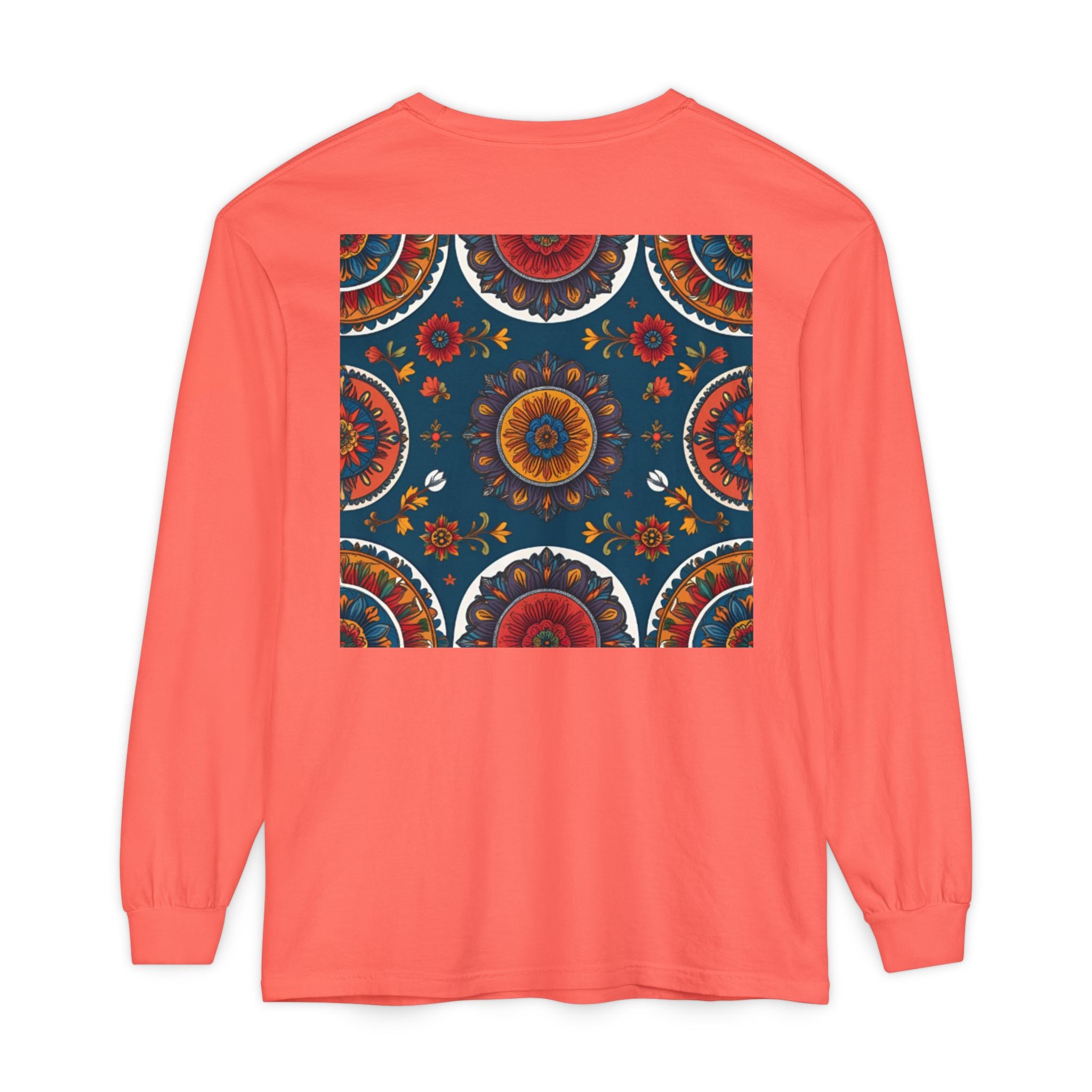 Vibrant Mandala Long Sleeve T-Shirt | Festival Outfit, Casual Wear, Unique Graphic Tee, Gift for Art Lovers, Relaxed Style, Unisex