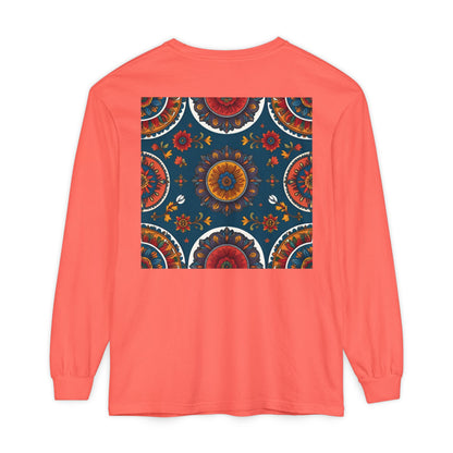 Vibrant Mandala Long Sleeve T-Shirt | Festival Outfit, Casual Wear, Unique Graphic Tee, Gift for Art Lovers, Relaxed Style, Unisex