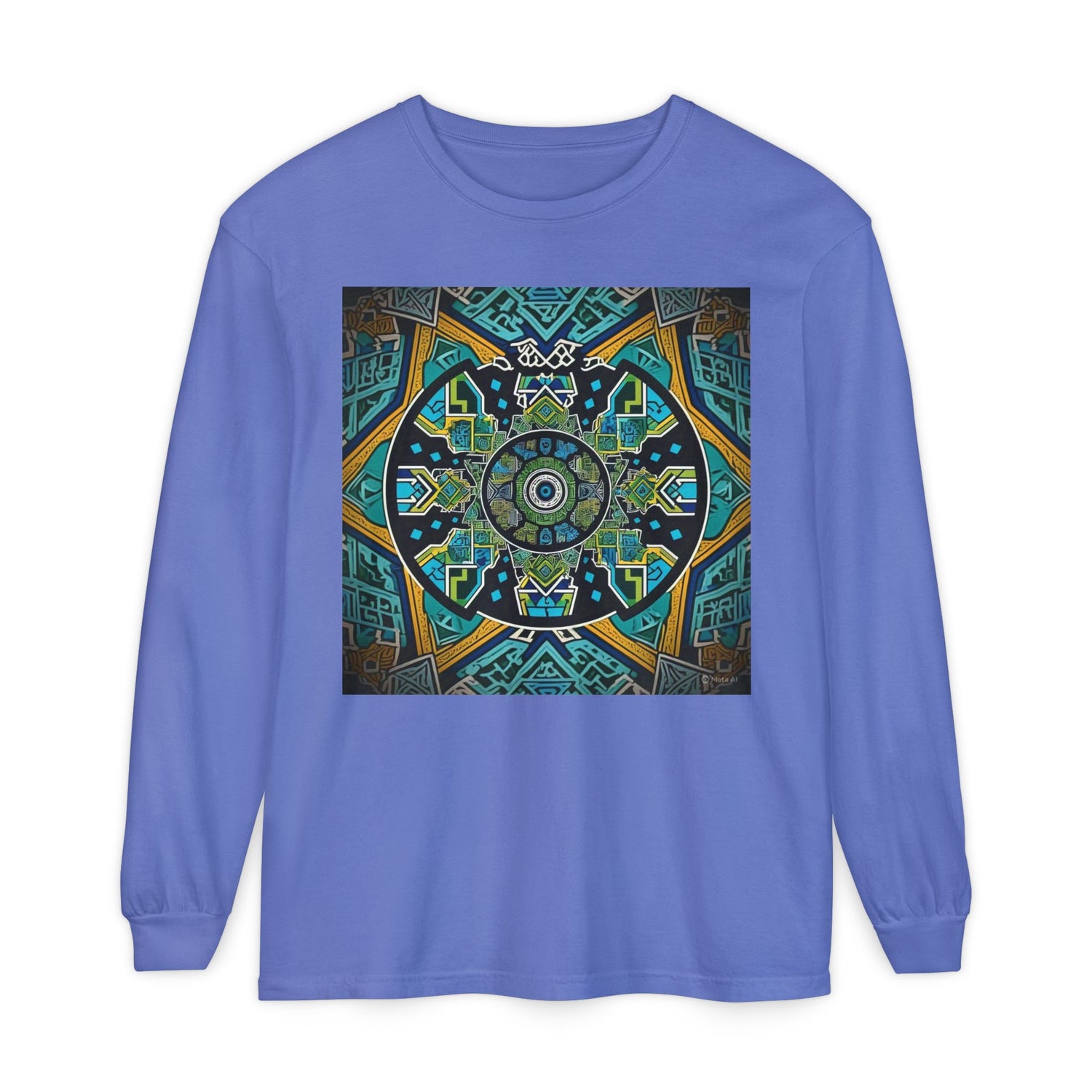 Vibrant Mandala Long Sleeve T-Shirt | Festival Outfit, Casual Wear, Unique Graphic Tee, Gift for Art Lovers, Relaxed Style, Unisex