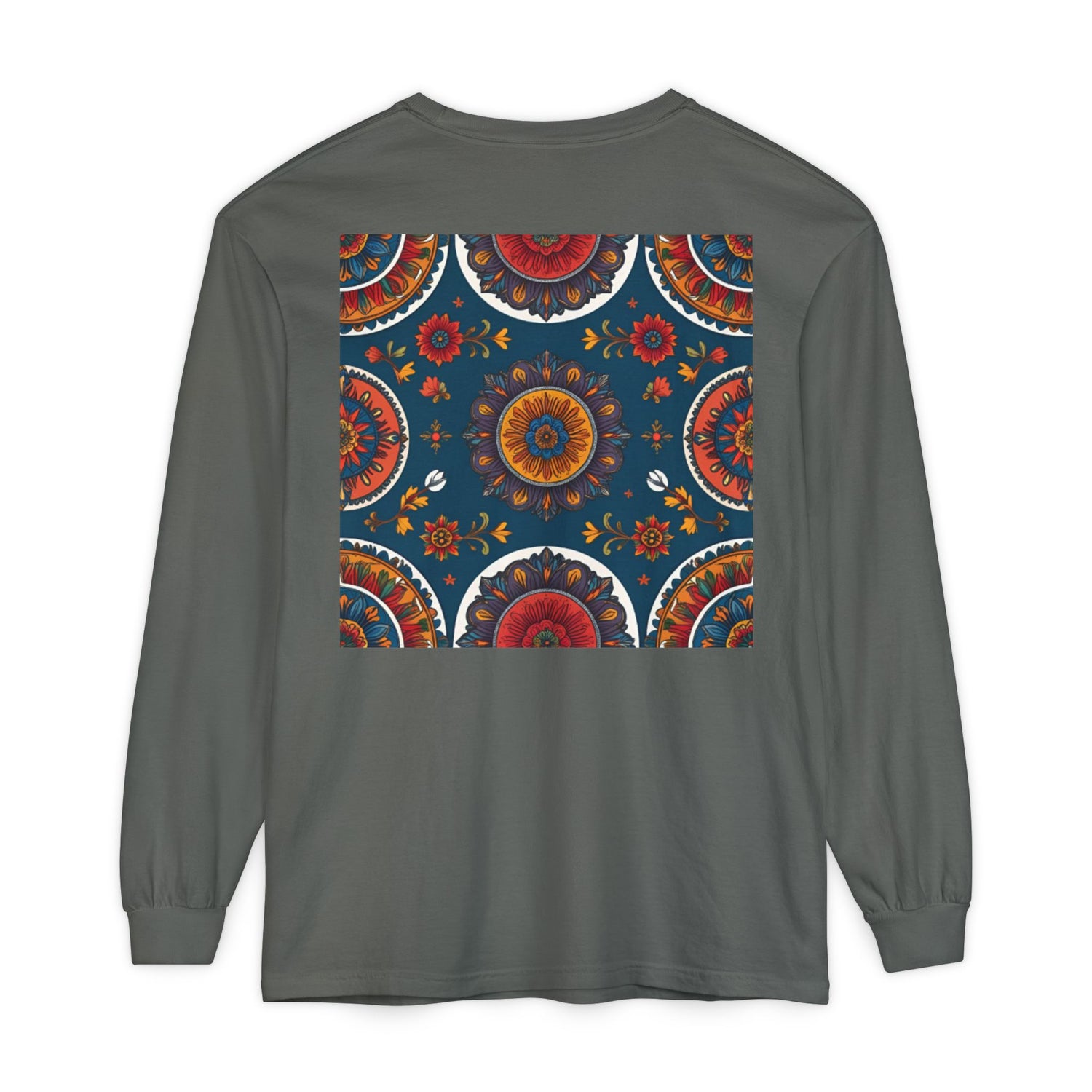 Vibrant Mandala Long Sleeve T-Shirt | Festival Outfit, Casual Wear, Unique Graphic Tee, Gift for Art Lovers, Relaxed Style, Unisex