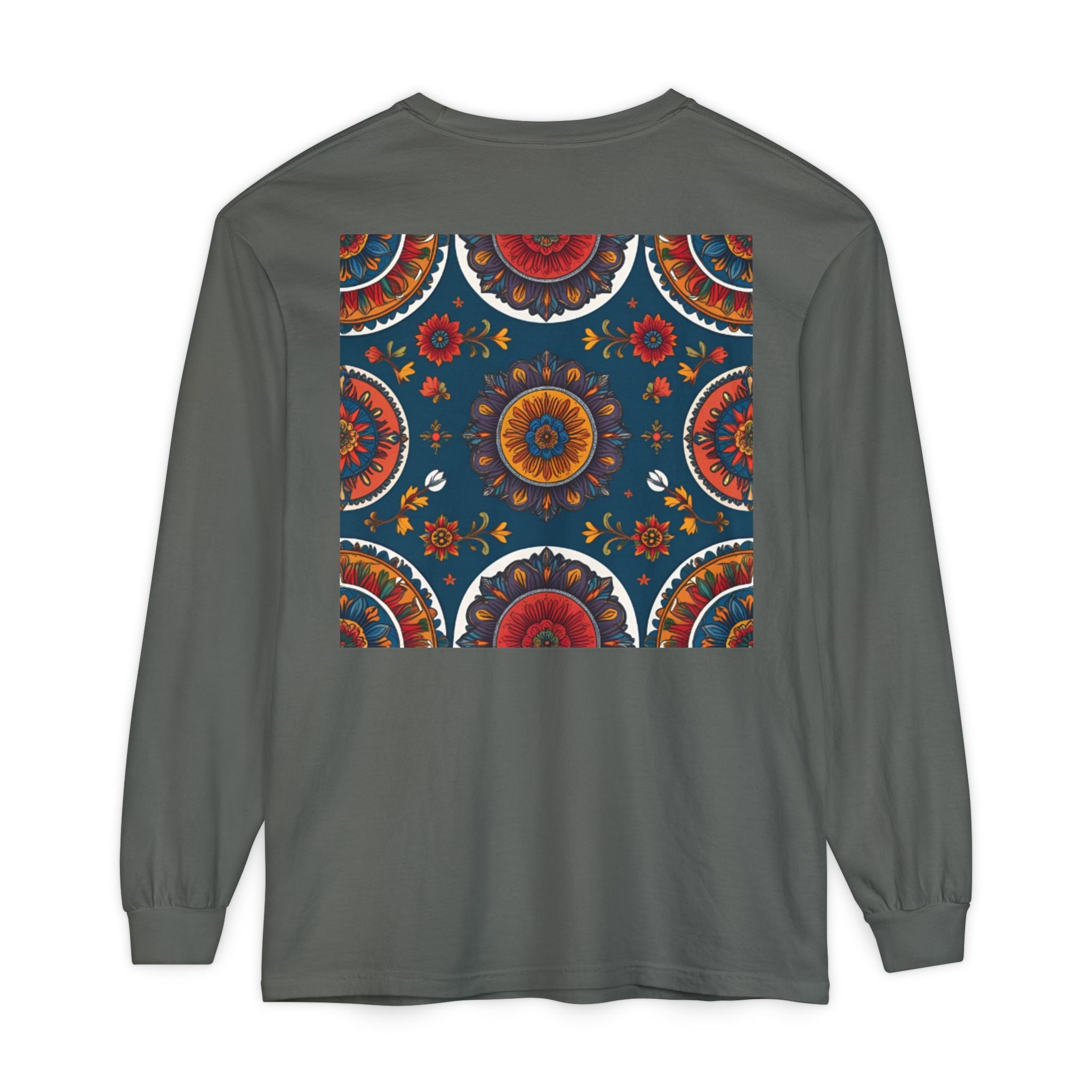 Vibrant Mandala Long Sleeve T-Shirt | Festival Outfit, Casual Wear, Unique Graphic Tee, Gift for Art Lovers, Relaxed Style, Unisex
