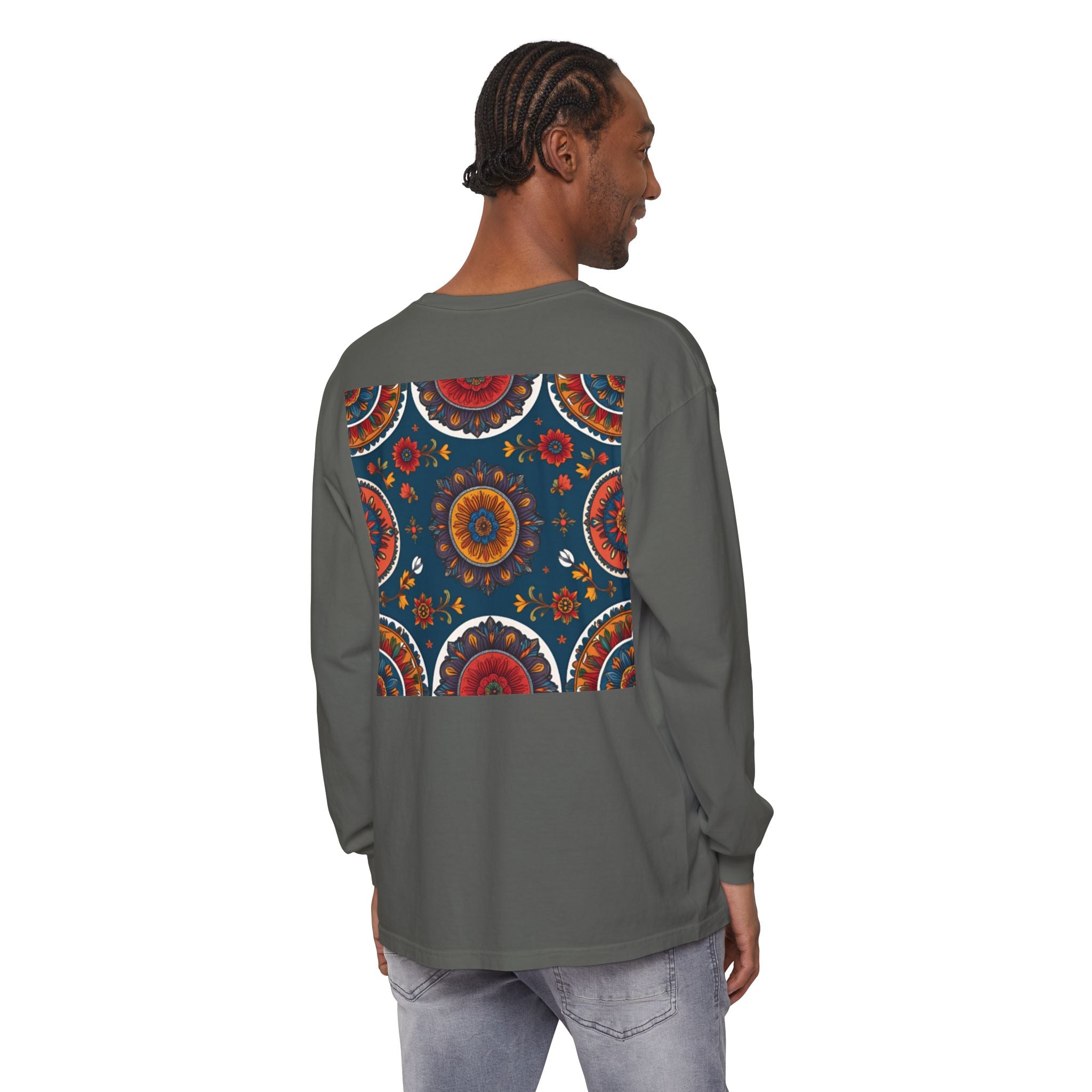 Vibrant Mandala Long Sleeve T-Shirt | Festival Outfit, Casual Wear, Unique Graphic Tee, Gift for Art Lovers, Relaxed Style, Unisex