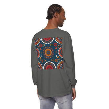 Vibrant Mandala Long Sleeve T-Shirt | Festival Outfit, Casual Wear, Unique Graphic Tee, Gift for Art Lovers, Relaxed Style, Unisex