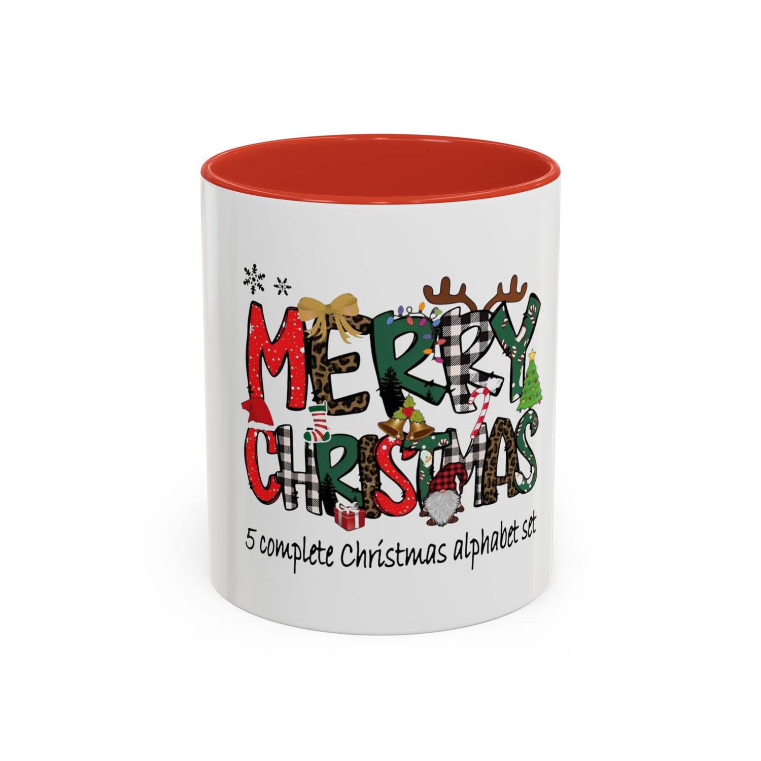 Tasse en Céramique Accentuée - 11 oz &amp; 15 oz, Poignée Ergonomique, Sans Plomb &amp; BPA Merry christmas
