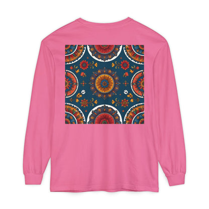 Vibrant Mandala Long Sleeve T-Shirt | Festival Outfit, Casual Wear, Unique Graphic Tee, Gift for Art Lovers, Relaxed Style, Unisex