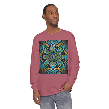 Vibrant Mandala Long Sleeve T-Shirt | Festival Outfit, Casual Wear, Unique Graphic Tee, Gift for Art Lovers, Relaxed Style, Unisex