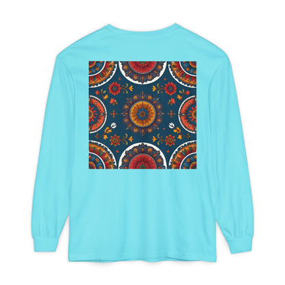 Vibrant Mandala Long Sleeve T-Shirt | Festival Outfit, Casual Wear, Unique Graphic Tee, Gift for Art Lovers, Relaxed Style, Unisex