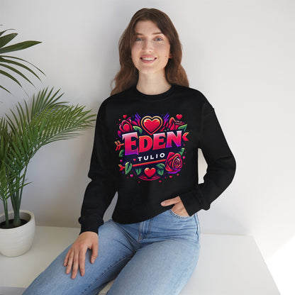 sweat-shirt ras du cou Gildan,LOVE, Eden Tulio  fabriqué en mélange épais de coton et polyester.
