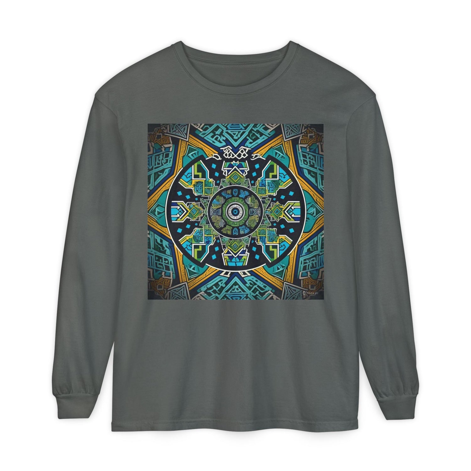 Vibrant Mandala Long Sleeve T-Shirt | Festival Outfit, Casual Wear, Unique Graphic Tee, Gift for Art Lovers, Relaxed Style, Unisex