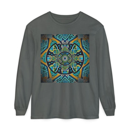Vibrant Mandala Long Sleeve T-Shirt | Festival Outfit, Casual Wear, Unique Graphic Tee, Gift for Art Lovers, Relaxed Style, Unisex