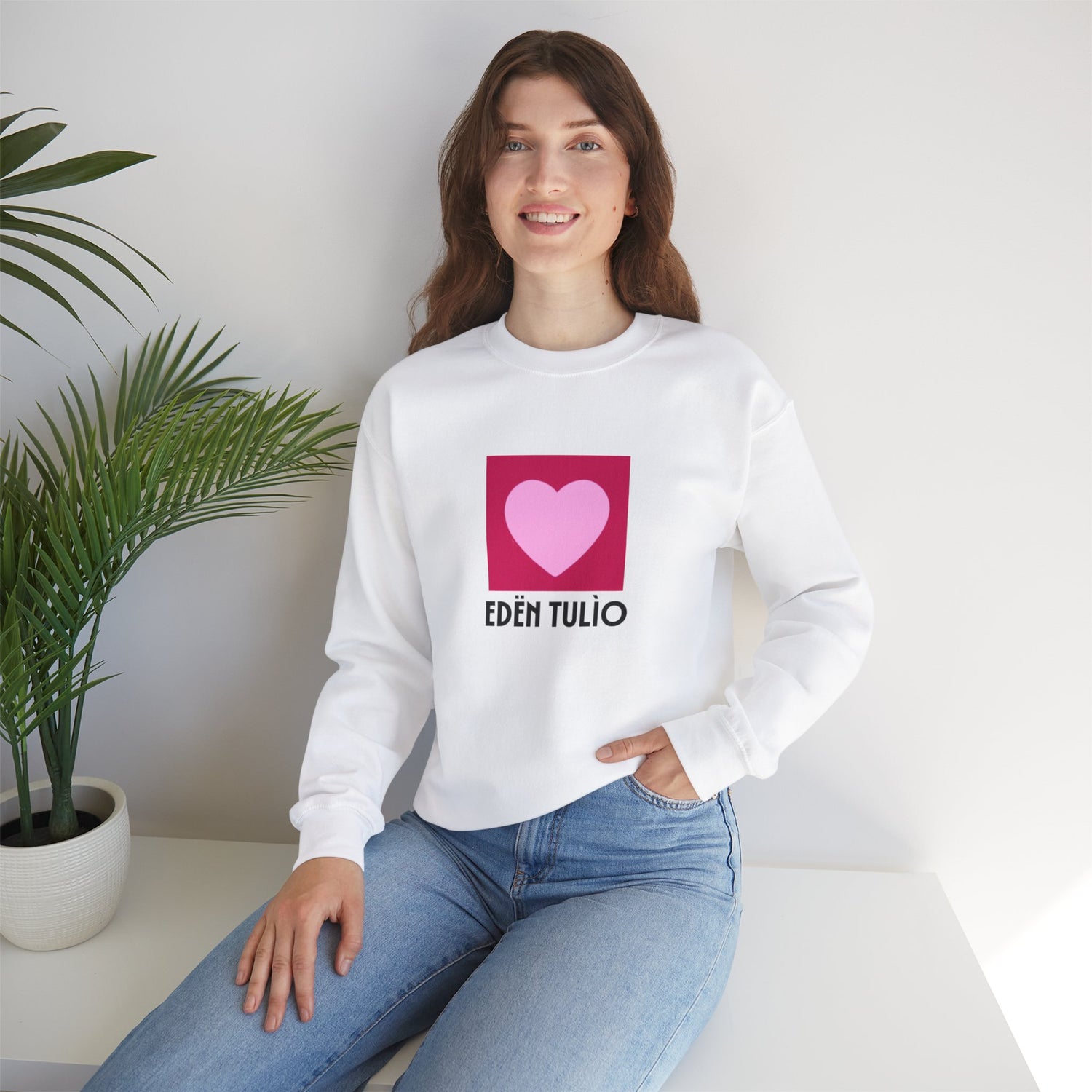 Sweat-shirt Ras du Cou coeur Unisexe en Mélange Épais