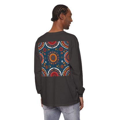 Vibrant Mandala Long Sleeve T-Shirt | Festival Outfit, Casual Wear, Unique Graphic Tee, Gift for Art Lovers, Relaxed Style, Unisex