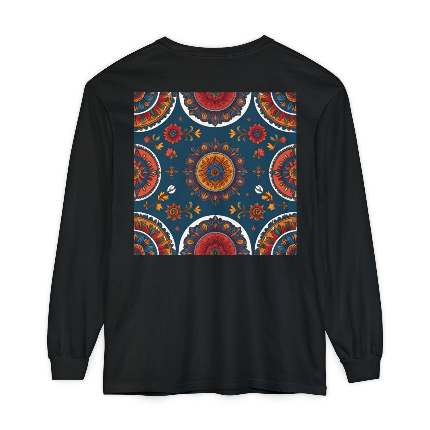 Vibrant Mandala Long Sleeve T-Shirt | Festival Outfit, Casual Wear, Unique Graphic Tee, Gift for Art Lovers, Relaxed Style, Unisex