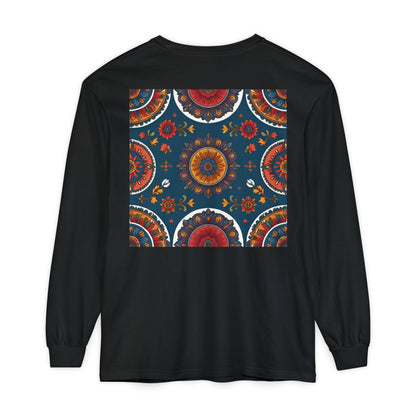 Vibrant Mandala Long Sleeve T-Shirt | Festival Outfit, Casual Wear, Unique Graphic Tee, Gift for Art Lovers, Relaxed Style, Unisex