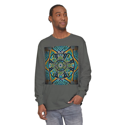 Vibrant Mandala Long Sleeve T-Shirt | Festival Outfit, Casual Wear, Unique Graphic Tee, Gift for Art Lovers, Relaxed Style, Unisex