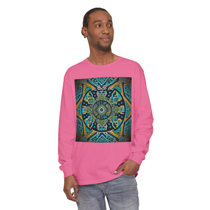 Vibrant Mandala Long Sleeve T-Shirt | Festival Outfit, Casual Wear, Unique Graphic Tee, Gift for Art Lovers, Relaxed Style, Unisex