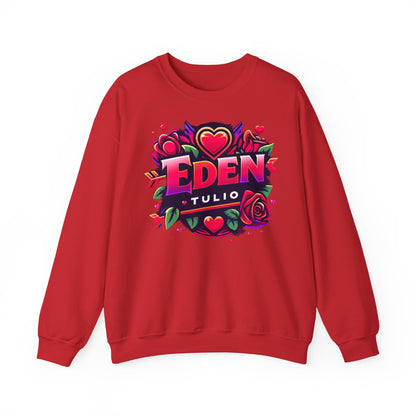 sweat-shirt ras du cou Gildan,LOVE, Eden Tulio  fabriqué en mélange épais de coton et polyester.