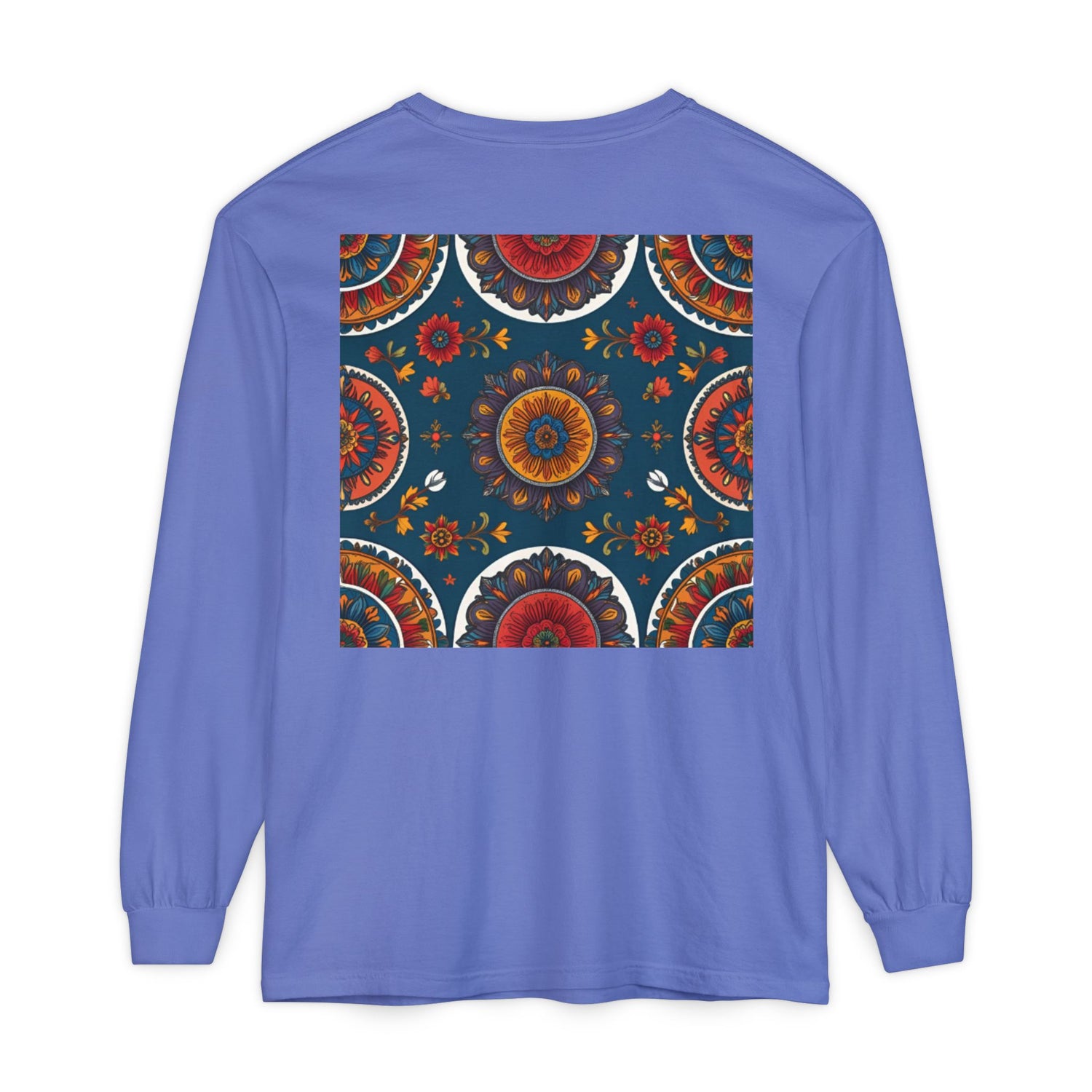 Vibrant Mandala Long Sleeve T-Shirt | Festival Outfit, Casual Wear, Unique Graphic Tee, Gift for Art Lovers, Relaxed Style, Unisex