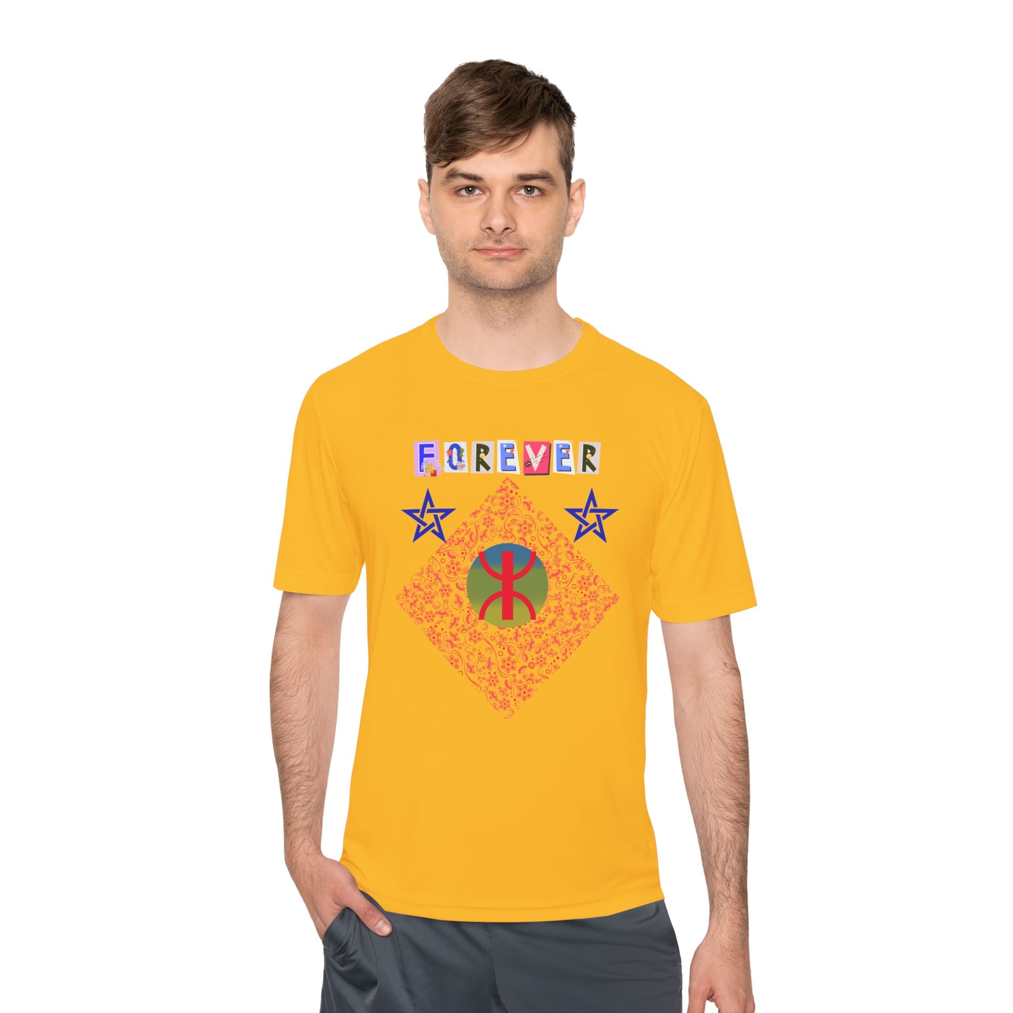 Forever Design Unisex Moisture Wicking Tee, Stylish Activewear, Summer Workout Shirt, Gifts for Fitness Lovers, Casual Comfort Top, Moisture