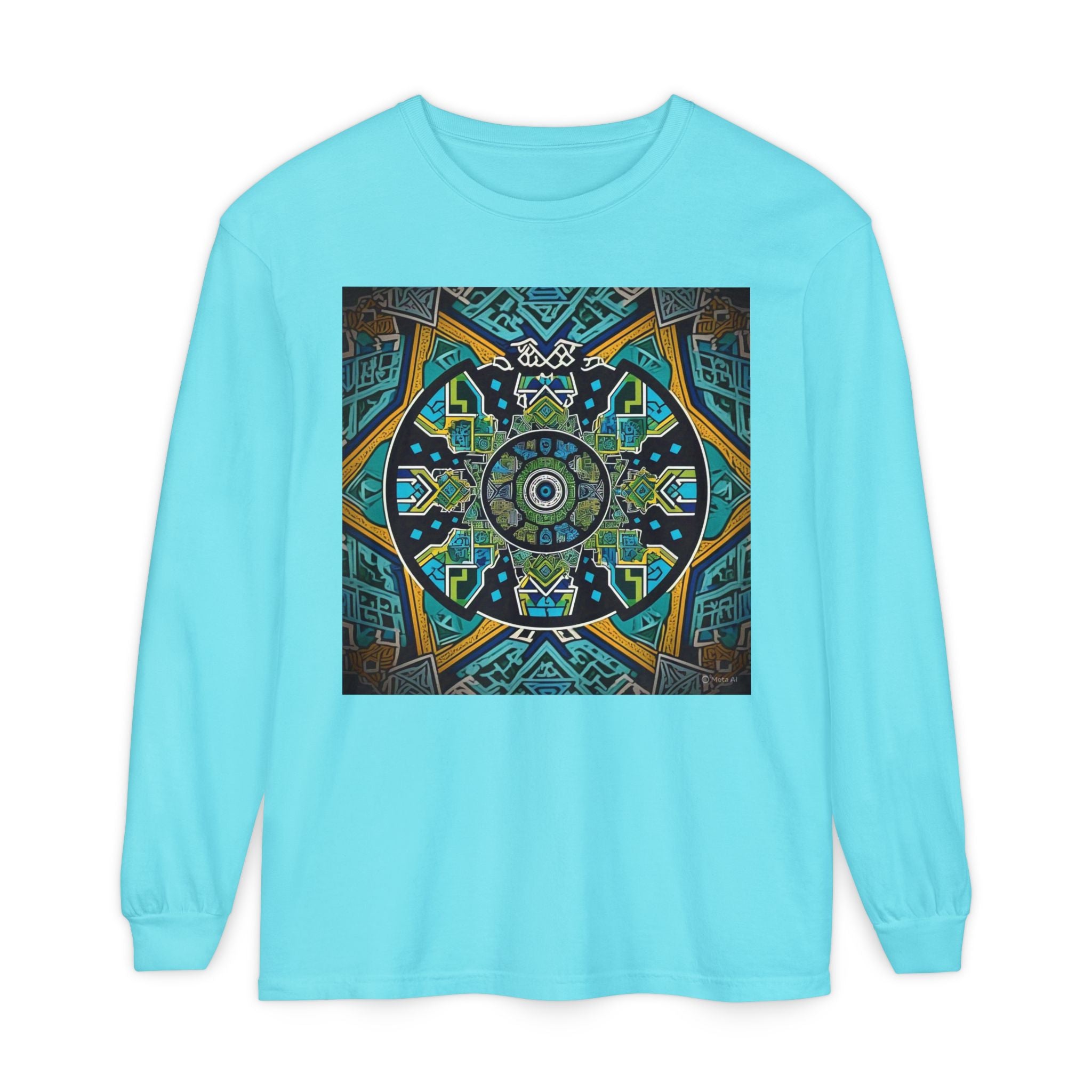 Vibrant Mandala Long Sleeve T-Shirt | Festival Outfit, Casual Wear, Unique Graphic Tee, Gift for Art Lovers, Relaxed Style, Unisex