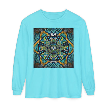 Vibrant Mandala Long Sleeve T-Shirt | Festival Outfit, Casual Wear, Unique Graphic Tee, Gift for Art Lovers, Relaxed Style, Unisex