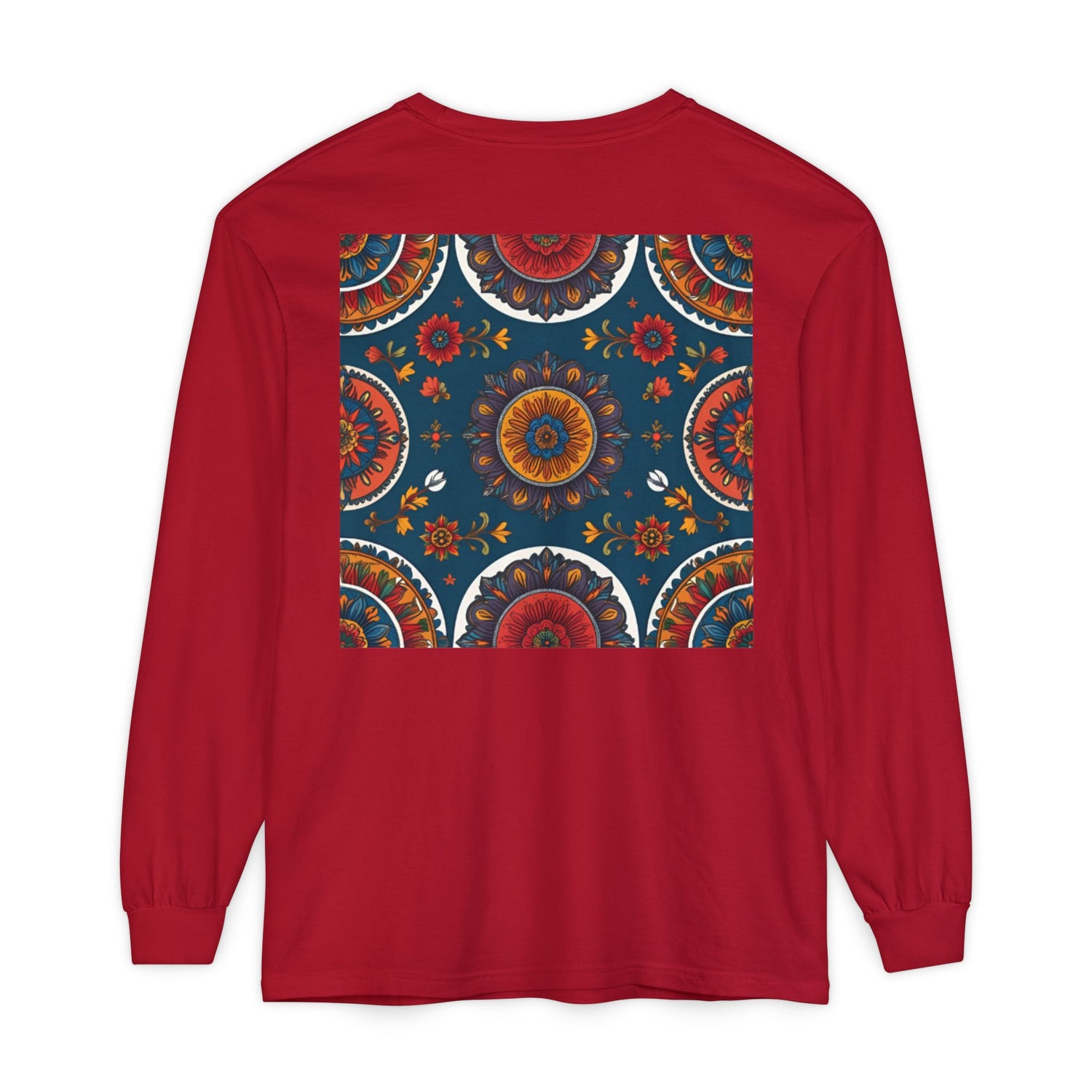 Vibrant Mandala Long Sleeve T-Shirt | Festival Outfit, Casual Wear, Unique Graphic Tee, Gift for Art Lovers, Relaxed Style, Unisex