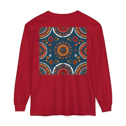 Vibrant Mandala Long Sleeve T-Shirt | Festival Outfit, Casual Wear, Unique Graphic Tee, Gift for Art Lovers, Relaxed Style, Unisex