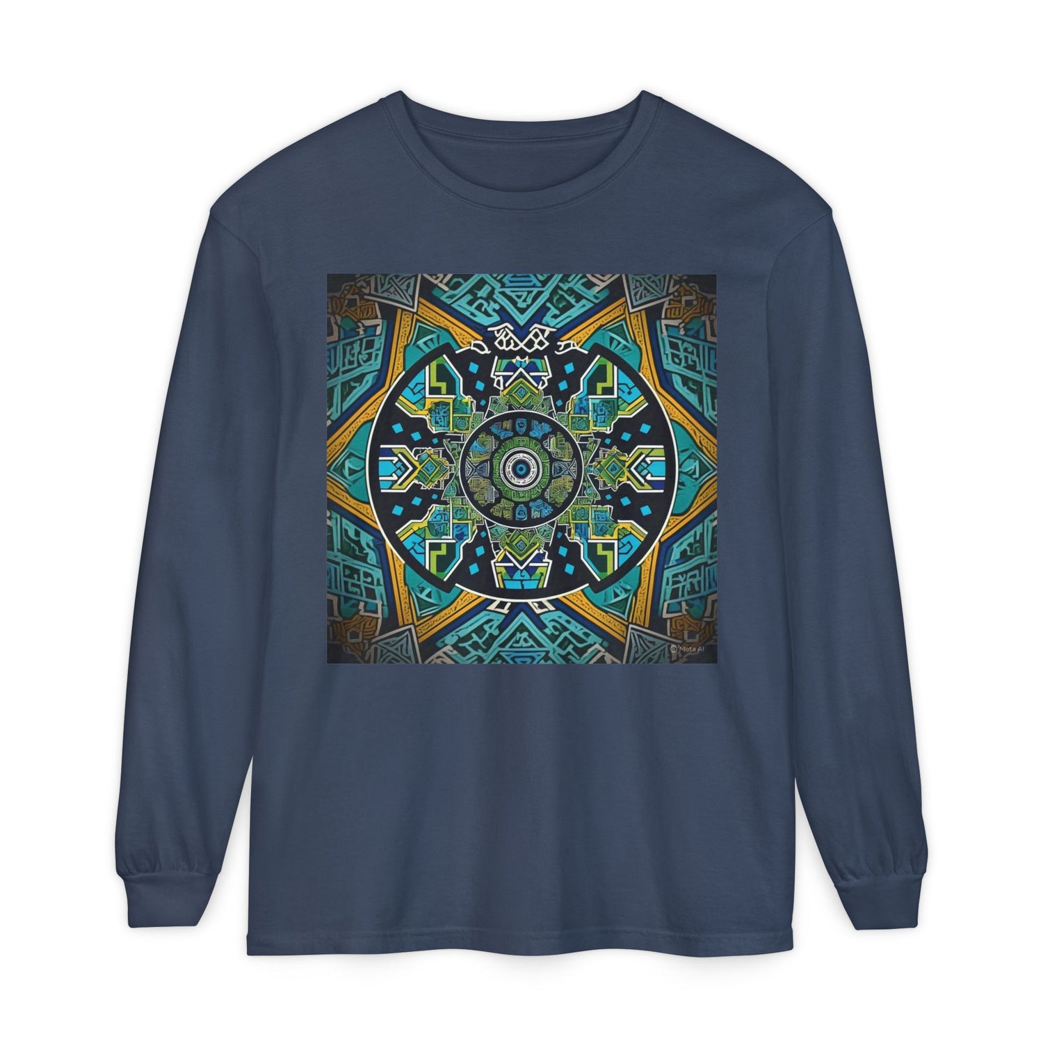 Vibrant Mandala Long Sleeve T-Shirt | Festival Outfit, Casual Wear, Unique Graphic Tee, Gift for Art Lovers, Relaxed Style, Unisex