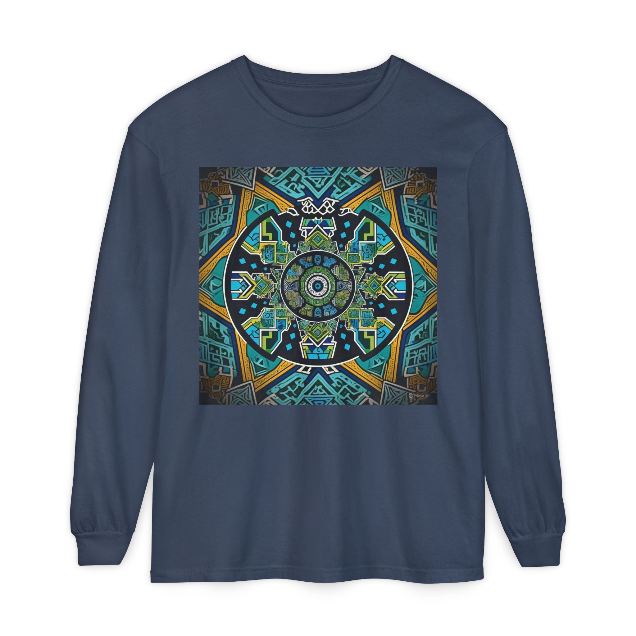 Vibrant Mandala Long Sleeve T-Shirt | Festival Outfit, Casual Wear, Unique Graphic Tee, Gift for Art Lovers, Relaxed Style, Unisex