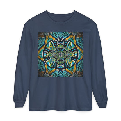 Vibrant Mandala Long Sleeve T-Shirt | Festival Outfit, Casual Wear, Unique Graphic Tee, Gift for Art Lovers, Relaxed Style, Unisex